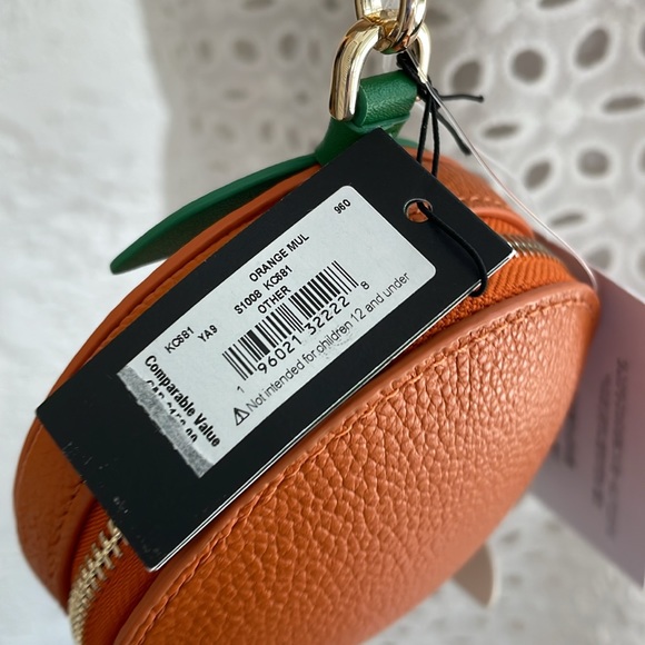 BEAUTIFUL NWT KATE SPADE CLEMENTINE COIN PURSE KEY RING ORANGE MULTI NOVELTY - Picture 4 of 5